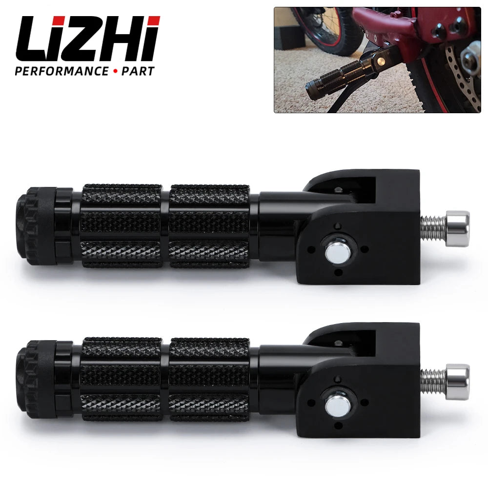 2 Pcs Motorcycle Motor Bike Folding Footrests Footpegs CNC Aluminum Universal Foot Rests Pegs Rear Pedals Set