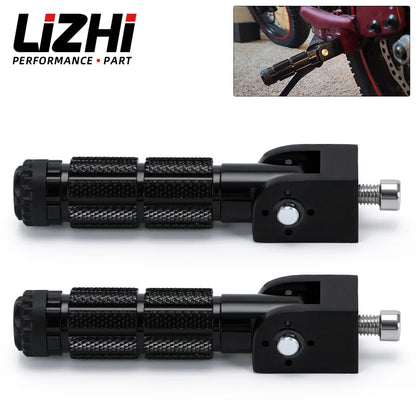 2 Pcs Motorcycle Motor Bike Folding Footrests Footpegs CNC Aluminum Universal Foot Rests Pegs Rear Pedals Set