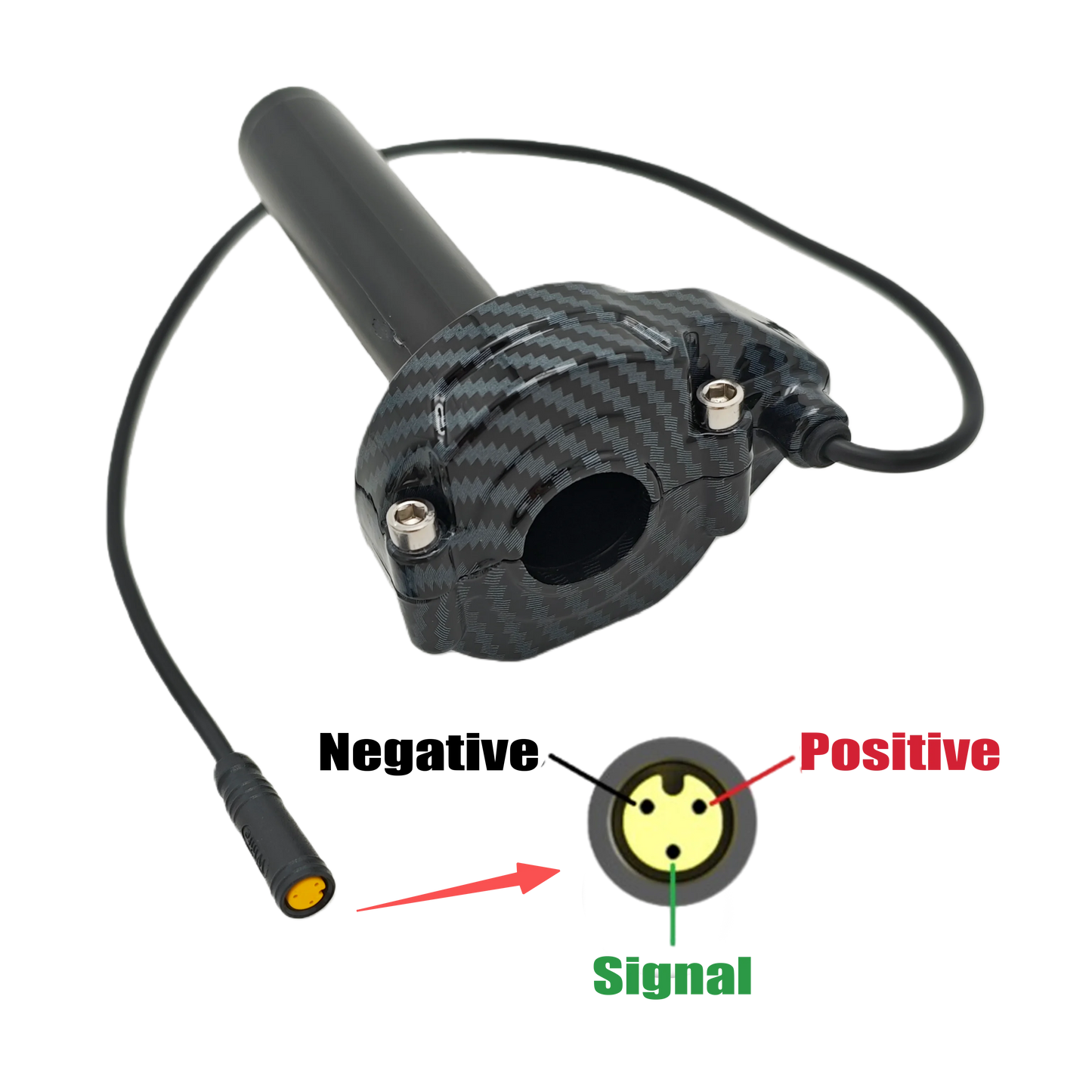 Surron Lightbee Style Full Twist Throttle with Hand Grips 3-Pin Waterproof Female Plug for Bafang with Handgrips