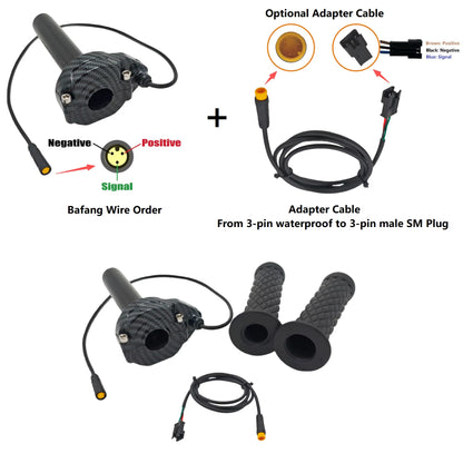 Surron Lightbee Style Full Twist Throttle with Hand Grips 3-Pin Waterproof Female Plug for Bafang with Handgrips