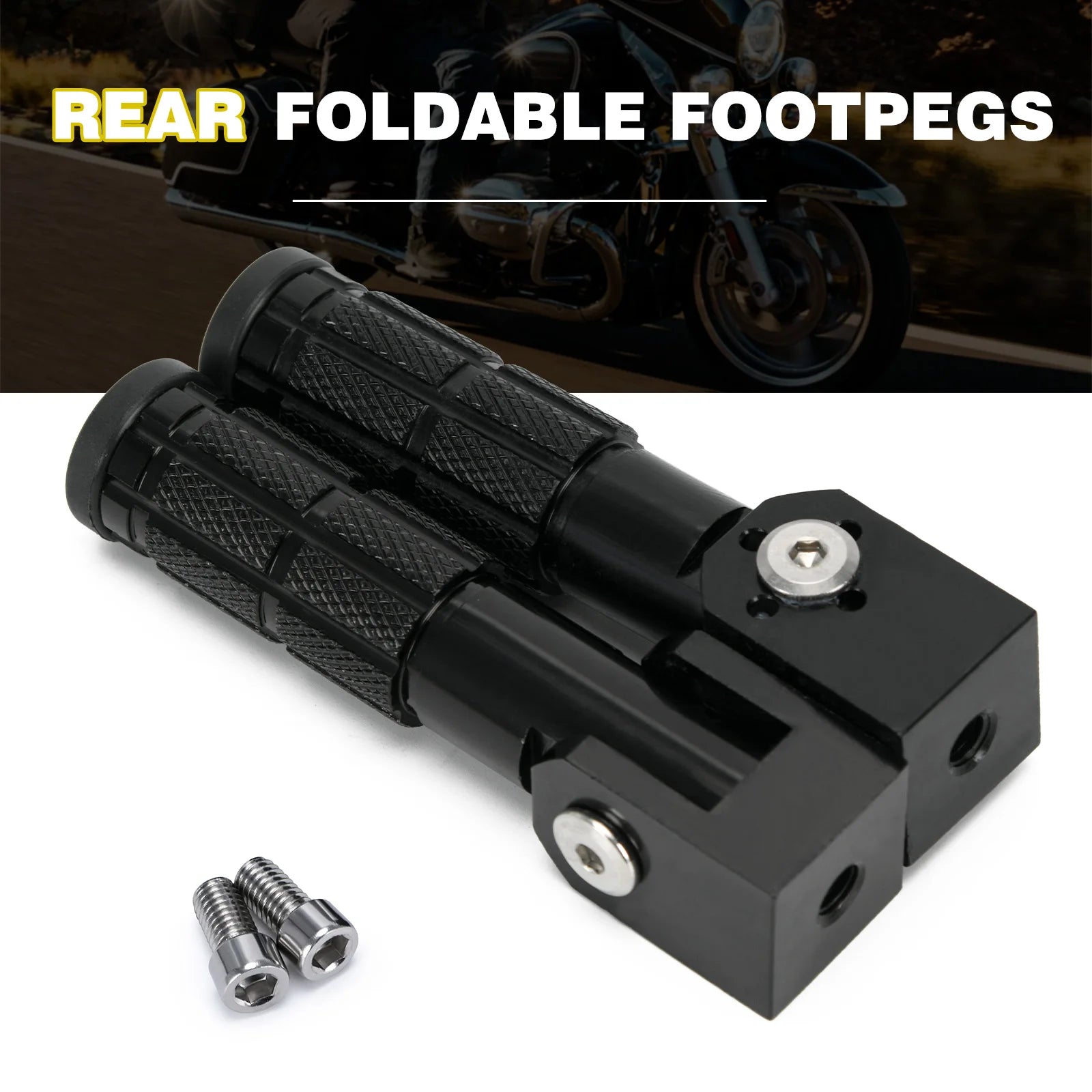 2 Pcs Motorcycle Motor Bike Folding Footrests Footpegs CNC Aluminum Universal Foot Rests Pegs Rear Pedals Set
