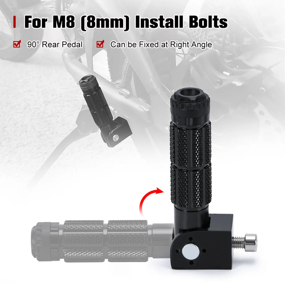 2 Pcs Motorcycle Motor Bike Folding Footrests Footpegs CNC Aluminum Universal Foot Rests Pegs Rear Pedals Set