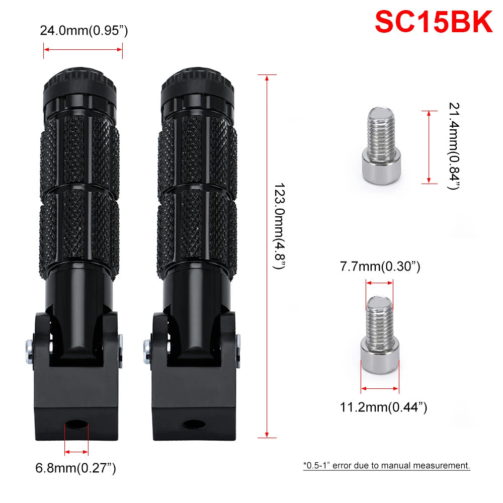 2 Pcs Motorcycle Motor Bike Folding Footrests Footpegs CNC Aluminum Universal Foot Rests Pegs Rear Pedals Set